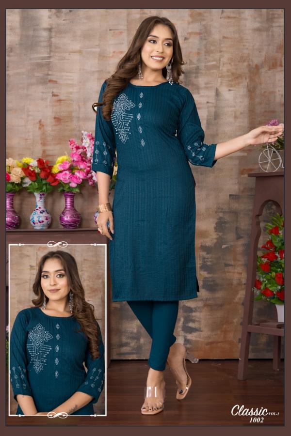 Classic Vol 1 Ethnic Wear Straight Cut Kurti Collection